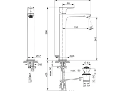 Clearance Ideal Standard Waschtischarmatur Connect Air mit verlängertem Sockel Chrom