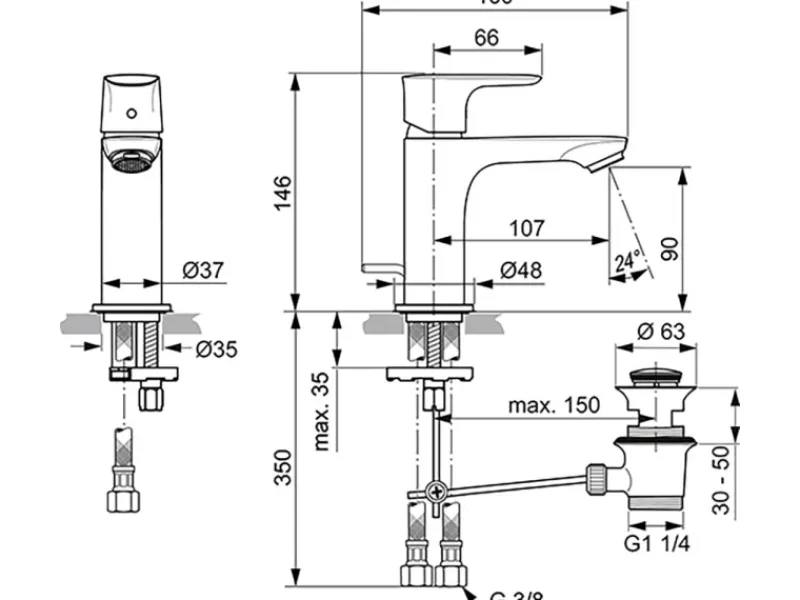 Online Ideal Standard Waschtischarmatur Connect Air Slim Chrom