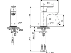 Ideal Standard Einhebelmischer<Waschtischarmatur Connect Air Piccolo o. Ablaufg. Silver Storm