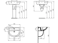 Ideal Standard Waschtisch Eurovit 60 cm 1 Hahnloch mit Überlauf Weiß< Einhebelmischer