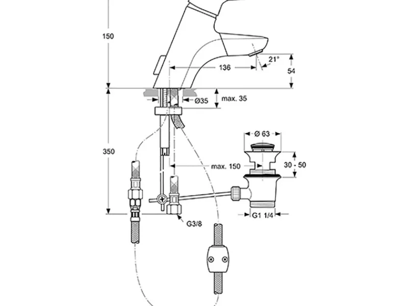 Ideal Standard Waschtischarmatur Ceramix Blue Lift Chrom< Einhebelmischer