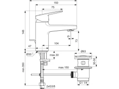 New Ideal Standard Waschtischarmatur Ceraplan Chrom H75