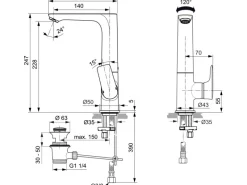 Ideal Standard Waschtischarmatur Connect Air m. hohem schwenkbarem Auslauf< Einhebelmischer|Zubehör Für Küchenarmatur
