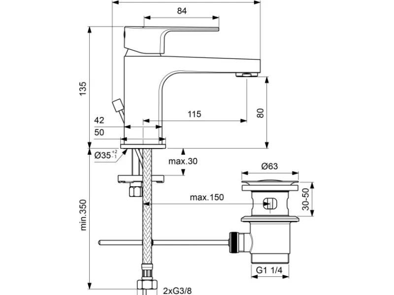 Ideal Standard Waschtischarmatur Cerafine D H80 Chrom< Einhebelmischer