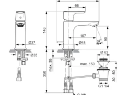 Ideal Standard Waschtischarmatur Connect Air Slim Edelstahl< Einhebelmischer