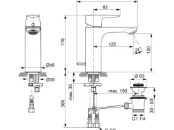 Ideal Standard Einhebelmischer<Waschtischarmatur Connect Air Grande Silver Storm