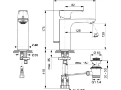 Ideal Standard Einhebelmischer<Waschtischarmatur Connect Air Niederdruck Grande Magnetic Grey