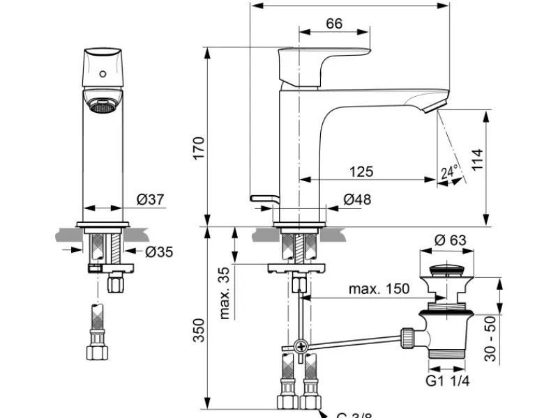 Ideal Standard Zubehör Für Küchenarmatur|Einhebelmischer<Waschtischarmatur Connect Air Grande Slim Silver Storm