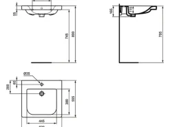 Online Ideal Standard Waschtisch Connect Freedom 60x55 cm 1 Hahnloch mit Überlauf Weiß