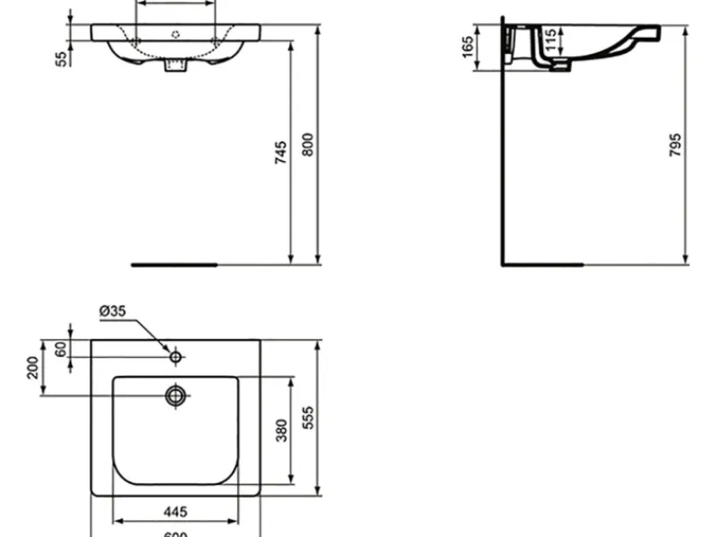 Online Ideal Standard Waschtisch Connect Freedom 60x55 cm 1 Hahnloch mit Überlauf Weiß