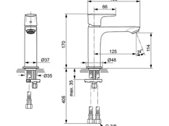 Ideal Standard Waschtischarmatur Connect Air ohne Ablaufgarn. Slim Grande Chrom< Einhebelmischer