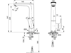 Ideal Standard Einhebelmischer<WT-Armatur Connect Air mit hohem Auslauf o.Ablaufg. Magnetic Grey