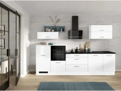 Online Impuls Küchen Küchenzeile IBZ4320BL 320 cm Hochglanz ohne E-Geräte Weiß