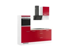 Online Impuls Küchen Küchenzeile IKZ1215L3 215 cm Hochglanz mit E-Geräten Rot