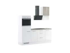 Clearance Impuls Küchen Küchenzeile IBZ4215R5 215 cm Hochglanz ohne E-Geräte Weiß