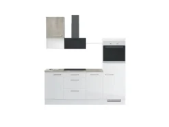 Discount Impuls Küchen Küchenzeile IKZ1215L4 215 cm Hochglanz mit E-Geräten Weiß