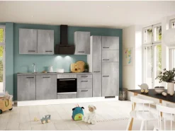Impuls Küchen Küchenzeile IKZ1310X8 310 cm -Optik natur mit E-Geräten< Winkelküchen|Kühlschränke