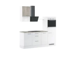 Online Impuls Küchen Küchenzeile IBZ42155R 215 cm Hochglanz ohne E-Geräte Weiß
