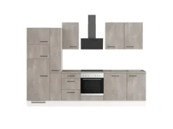 Impuls Küchen Küchenzeile IKZ1310V8 310 cm -Optik natur mit E-Geräten< Einbauküchen|Kühlschränke
