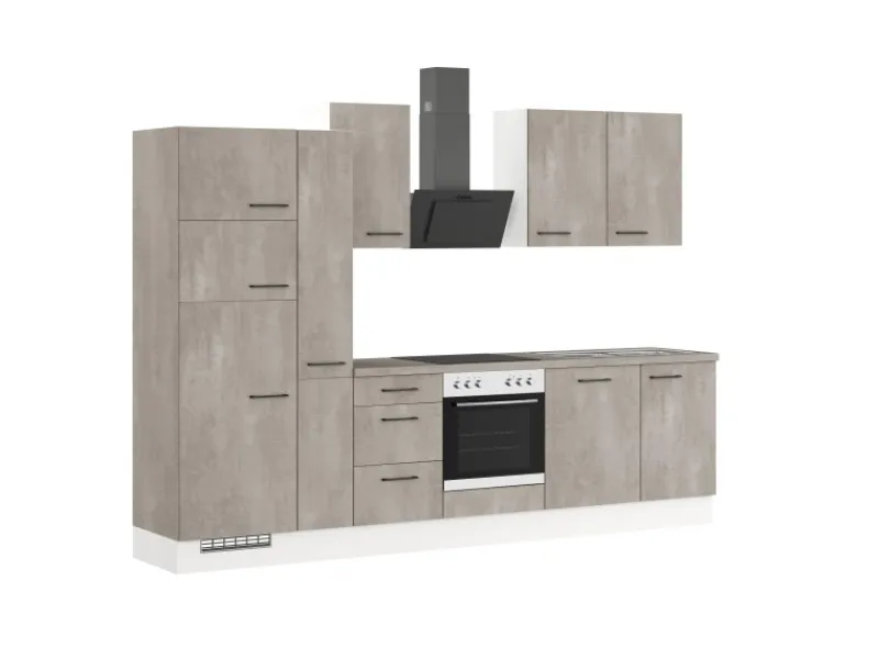 Impuls Küchen Küchenzeile IKZ1310V8 310 cm -Optik natur mit E-Geräten< Einbauküchen|Kühlschränke