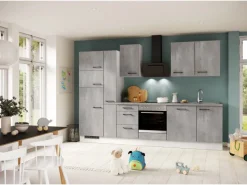 Impuls Küchen Küchenzeile IKZ1310V8 310 cm -Optik natur mit E-Geräten< Einbauküchen|Kühlschränke