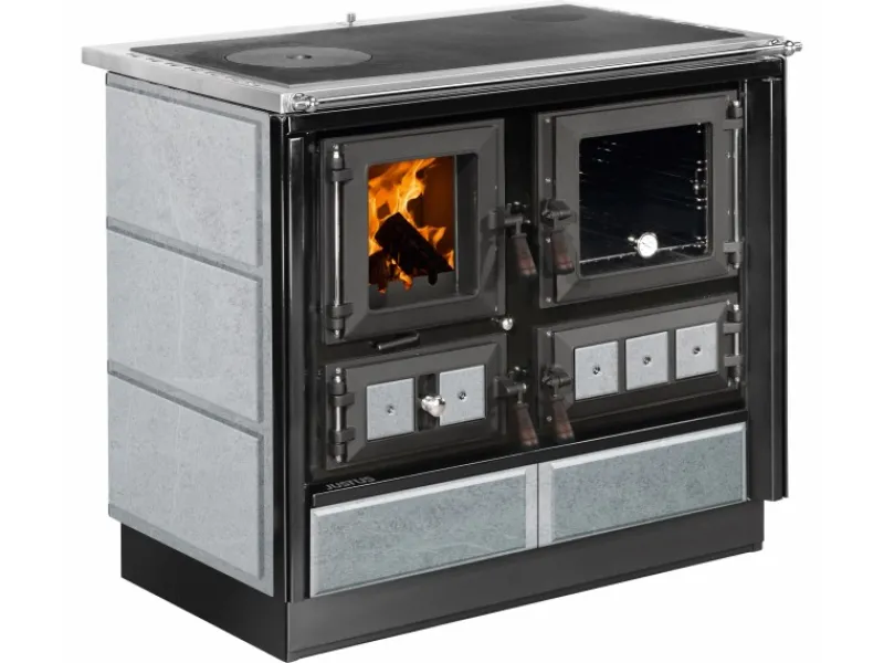 Justus Küchenofen Rustico 90 2.0 Speckstein Schwarz 7 kW< Kochfelder|Herde