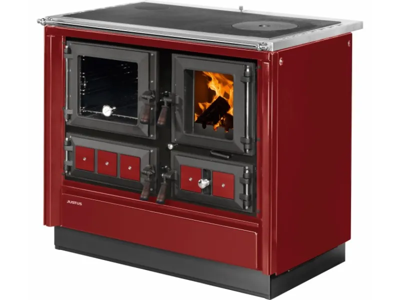 Justus Kochfelder<Küchenofen Rustico 90 2.0 Stahl Rot 7 kW