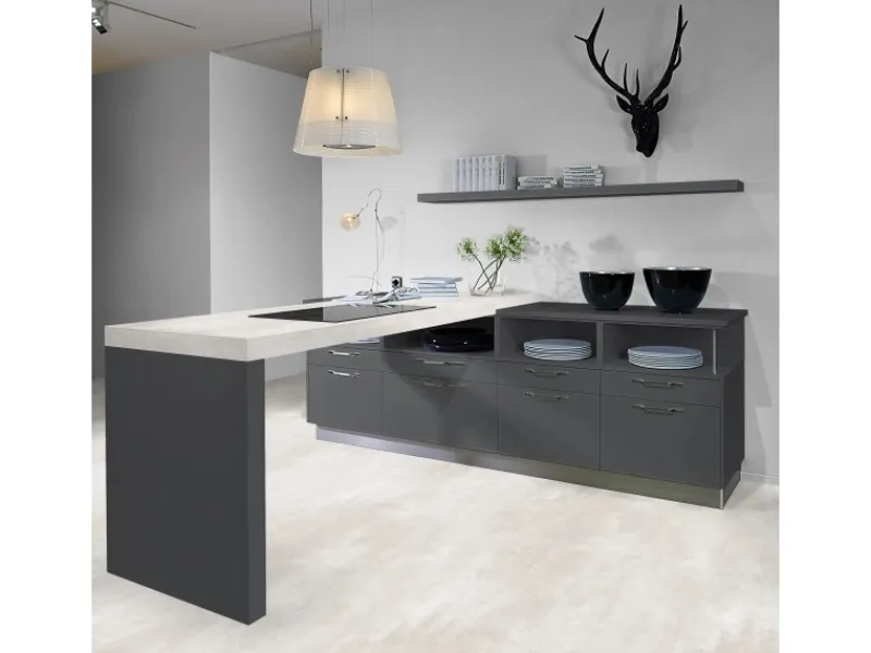 Best Kaindl Arbeitsplatte Beton Opalgrey 260 cm x 60 cm x 2,8 cm Beton Art Opal