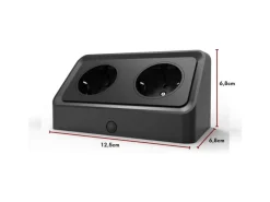 Einbauküchen<kalb Avena Angewinkelte Steckdose Mit 2x 230VAC Ausgang Schwarz inkl. Bohrschablone