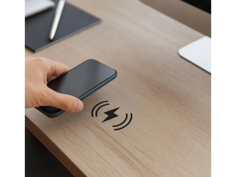 New kalb DualCharge 10W Drahtlos Ladegerät Mit 15W USB Ausgang Unterbau Bis 30 mm Unsichtbar Induktionsladegerät Mit Lüfter Netzteil 1200 mm Kabel