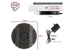 New kalb DualCharge 10W Drahtlos Ladegerät Mit 15W USB Ausgang Unterbau Bis 30 mm Unsichtbar Induktionsladegerät Mit Lüfter Netzteil 1200 mm Kabel