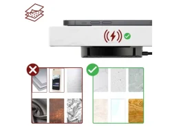 New kalb DualCharge 10W Drahtlos Ladegerät Mit 15W USB Ausgang Unterbau Bis 30 mm Unsichtbar Induktionsladegerät Mit Lüfter Netzteil 1200 mm Kabel