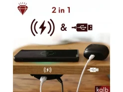 New kalb DualCharge 10W Drahtlos Ladegerät Mit 15W USB Ausgang Unterbau Bis 30 mm Unsichtbar Induktionsladegerät Mit Lüfter Netzteil 1200 mm Kabel