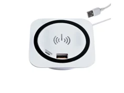 kalb Einbau Schnellladegerät 15W 7,5cm Druchmesser Kabelloses Laden 2x USB-Ports Induktionsladegerät Weiß< Haushaltsgeräte