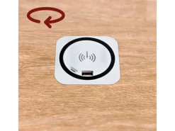 kalb Einbau Schnellladegerät 15W 7,5cm Druchmesser Kabelloses Laden 2x USB-Ports Induktionsladegerät Weiß< Haushaltsgeräte