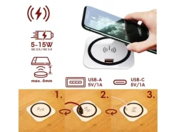 kalb Einbau Schnellladegerät 15W 7,5cm Druchmesser Kabelloses Laden 2x USB-Ports Induktionsladegerät Weiß< Haushaltsgeräte