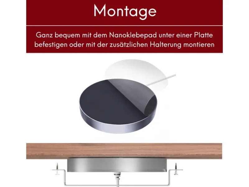 Outlet kalb QI Unterbau Und Einbau Ladegerät Grau Ladedistanz 3 - 18 mm Smart Wireless