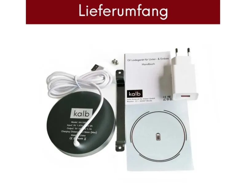 Outlet kalb QI Unterbau Und Einbau Ladegerät Grau Ladedistanz 3 - 18 mm Smart Wireless