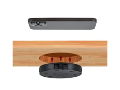 kalb 15W Unterbau Ladegerät Unsichtbar Durchmesser 85mm Induktive Ladestation Schwarz Montage Unter Möbelplatte Universell USB QC 3.0 Plug & Play