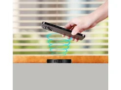 kalb 15W Unterbau Ladegerät Unsichtbar Durchmesser 85mm Induktive Ladestation Schwarz Montage Unter Möbelplatte Universell USB QC 3.0 Plug & Play