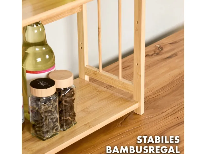 Discount Karat Bambus Küchenregal Alabama Stilvoller Stauraum für Gewürze Und Utensilien
