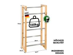 Outlet Karat Bambus-Flaschenkastenständer Flash - Robustes Lagerregal für Büro, Küche, Garage oder Flur - 112 x 56 x 32 cm