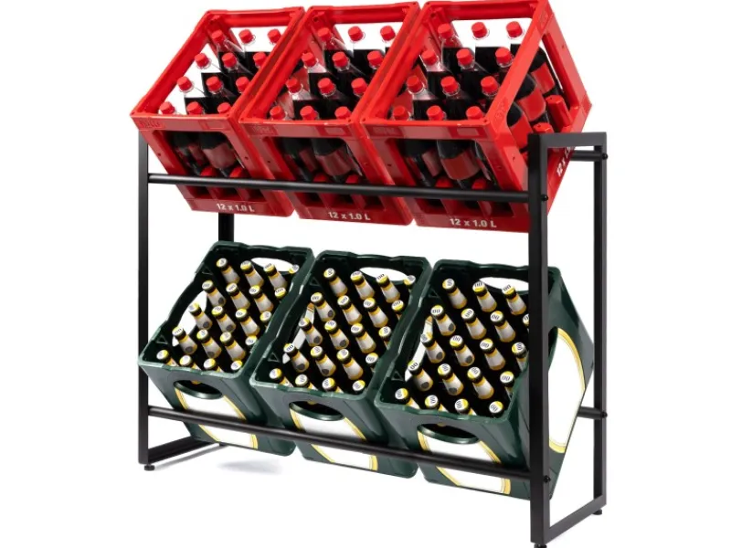 Karat Flaschenkastenständer Kenji - Robustes Lagerregal für Büro, Küche, Garage oder Flur - Schwarz - 104 x 32 x 82 cm< Küchen-Ordnungssysteme