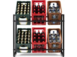 Karat Flaschenkastenständer Kenji - Robustes Lagerregal für Büro, Küche, Garage oder Flur - Schwarz - 104 x 32 x 82 cm< Küchen-Ordnungssysteme