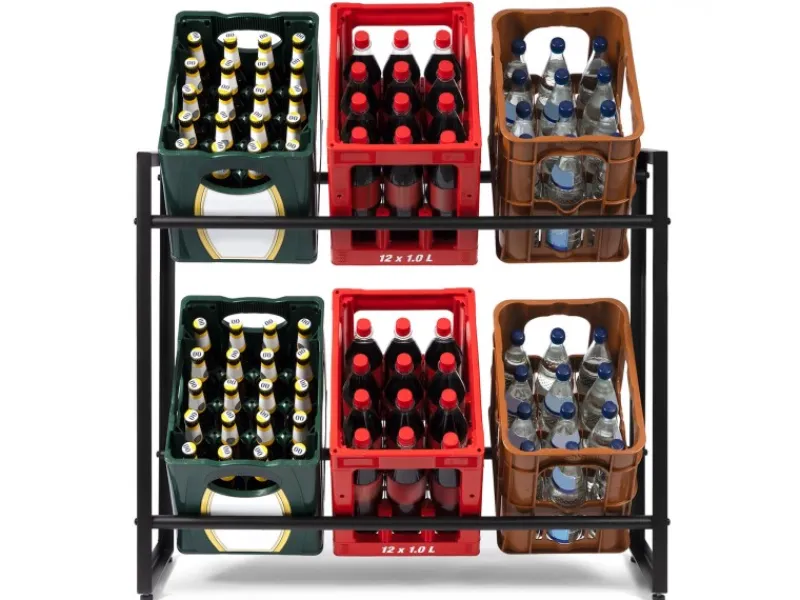 Karat Flaschenkastenständer Kenji - Robustes Lagerregal für Büro, Küche, Garage oder Flur - Schwarz - 104 x 32 x 82 cm< Küchen-Ordnungssysteme