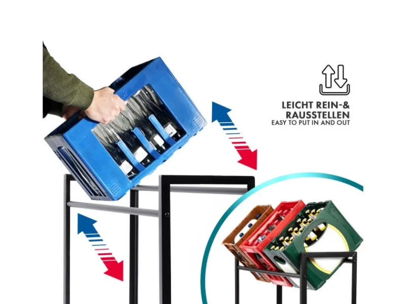 Karat Flaschenkastenständer Kenji - Robustes Lagerregal für Büro, Küche, Garage oder Flur - Schwarz - 104 x 32 x 82 cm< Küchen-Ordnungssysteme