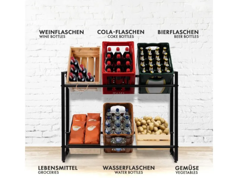 Karat Flaschenkastenständer Kenji - Robustes Lagerregal für Büro, Küche, Garage oder Flur - Schwarz - 104 x 32 x 82 cm< Küchen-Ordnungssysteme