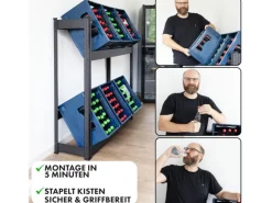 Outlet Karat Flaschenkastenständer Osaka Getränkekistenregal für 6 Kästen 110 x 110 x 30 cm