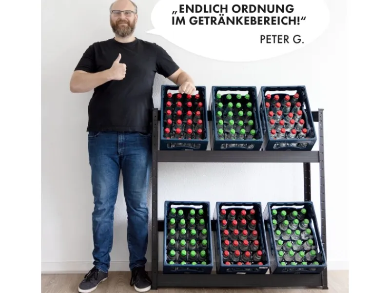 Outlet Karat Flaschenkastenständer Osaka Getränkekistenregal für 6 Kästen 110 x 110 x 30 cm