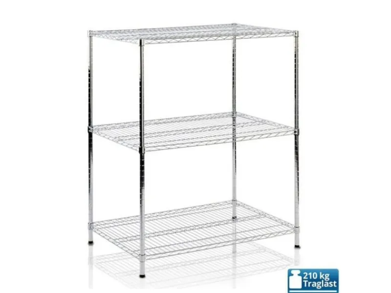 Karat Gitterregal Everest 210 kg Belastbarkeit 3 Böden Verchromt 60 x 35 x 90 cm< Küchenregale